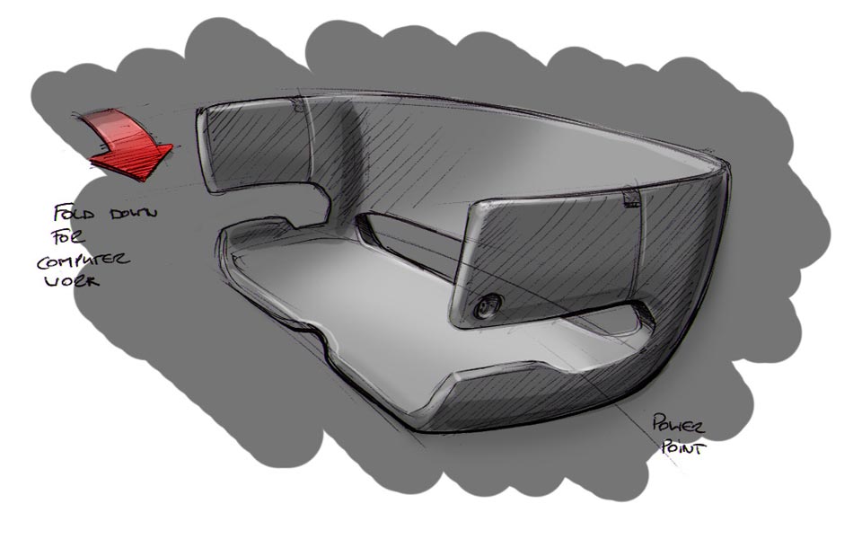 Concept sketch for interior seating
